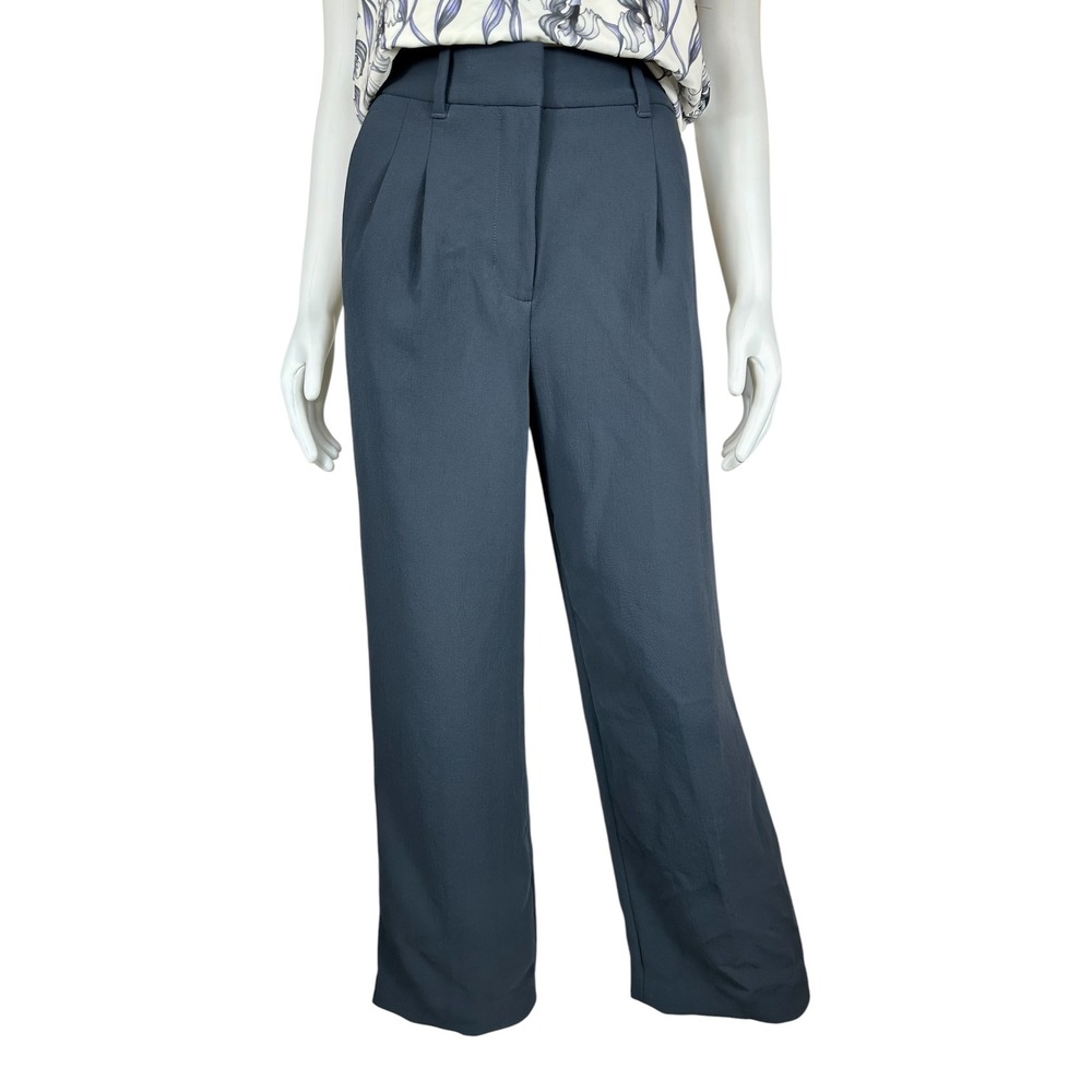 Aritzia The Effortless Pant Wide Leg Trousers Grey Blue Size 0 Short 95189